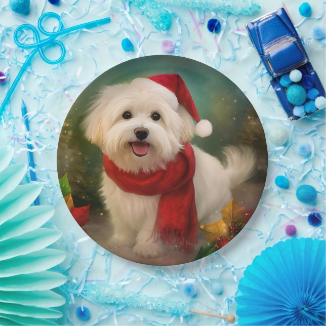 Coton De Tulear Dog in Schnee Weihnachten Pappteller (Party)