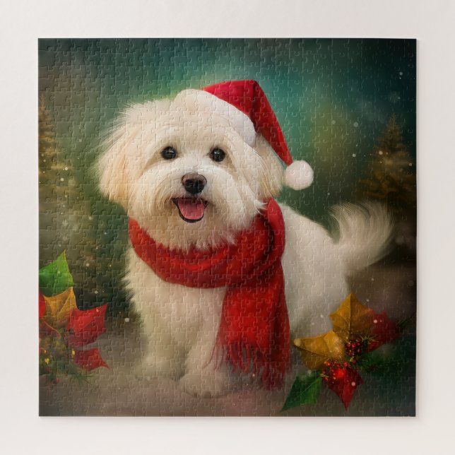 Coton De Tulear Dog in Schnee Weihnachten Puzzle (Vertikal)