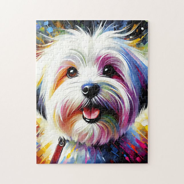 Coton De Tulear Dog Portrait Akrylkkunstdruckhund Puzzle (Vertikal)