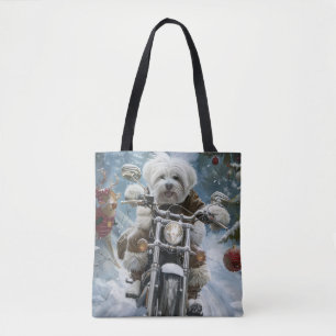 Coton De Tulear Dog Riding Motorrad Weihnachten