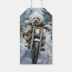 Coton De Tulear Dog Riding Motorrad Weihnachten Geschenkanhänger