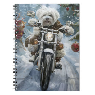 Coton De Tulear Dog Riding Motorrad Weihnachten Notizblock