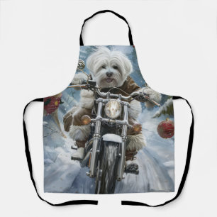 Coton De Tulear Dog Riding Motorrad Weihnachten Schürze