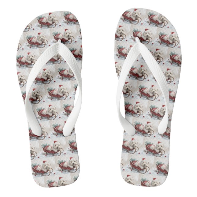 Coton De Tulear Dog Weihnachtsfest Flip Flops (Fußbett)