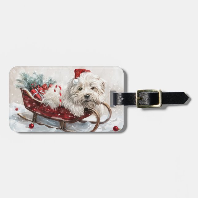 Coton De Tulear Dog Weihnachtsfest Gepäckanhänger (Vorderseite horizontal)