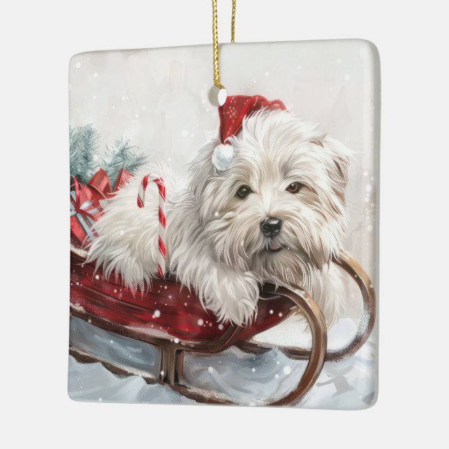 Coton De Tulear Dog Weihnachtsfest Keramikornament (Links)