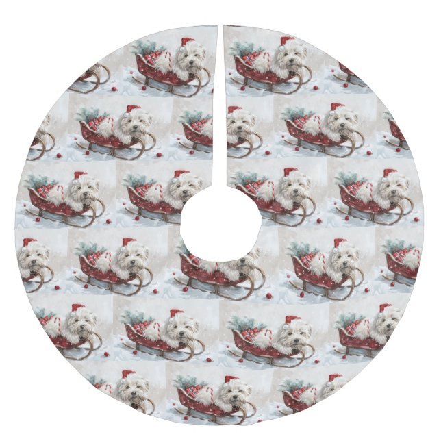 Coton De Tulear Dog Weihnachtsfest Polyester Weihnachtsbaumdecke (Vorderseite)