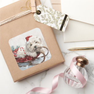 Coton De Tulear Dog Weihnachtsfest Quadratischer Aufkleber