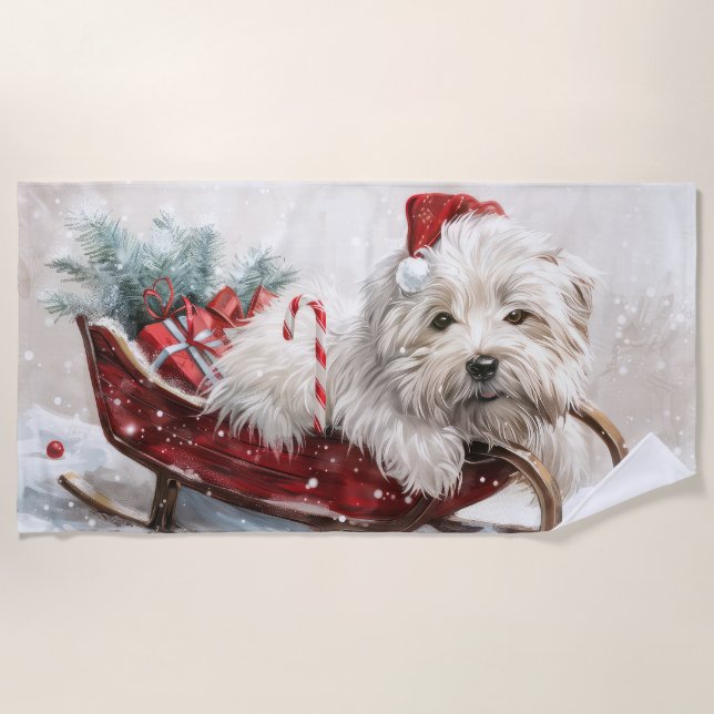 Coton De Tulear Dog Weihnachtsfest Strandtuch (Vorderseite)