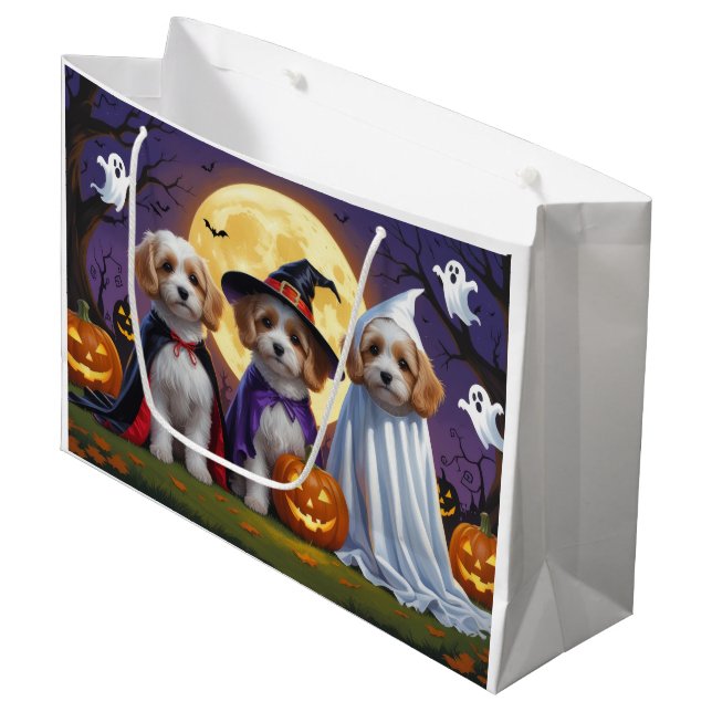 Coton De Tulear Dogs Pumpkin Halloween Funny Große Geschenktüte (Vorderseite Schrägansicht)