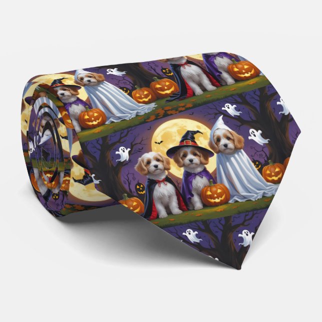 Coton De Tulear Dogs Pumpkin Halloween Funny Krawatte (Gerollt)
