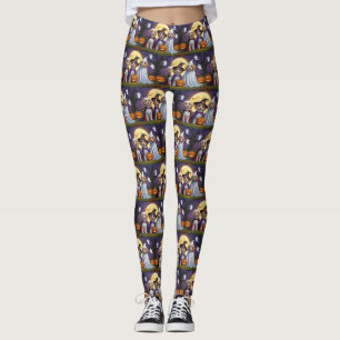 Coton De Tulear Dogs Pumpkin Halloween Funny Leggings