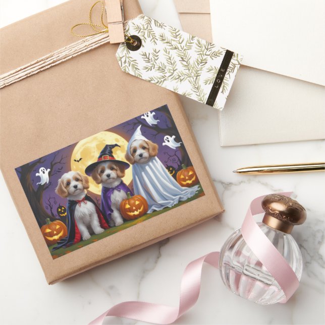 Coton De Tulear Dogs Pumpkin Halloween Funny Rechteckiger Aufkleber (Schenken)