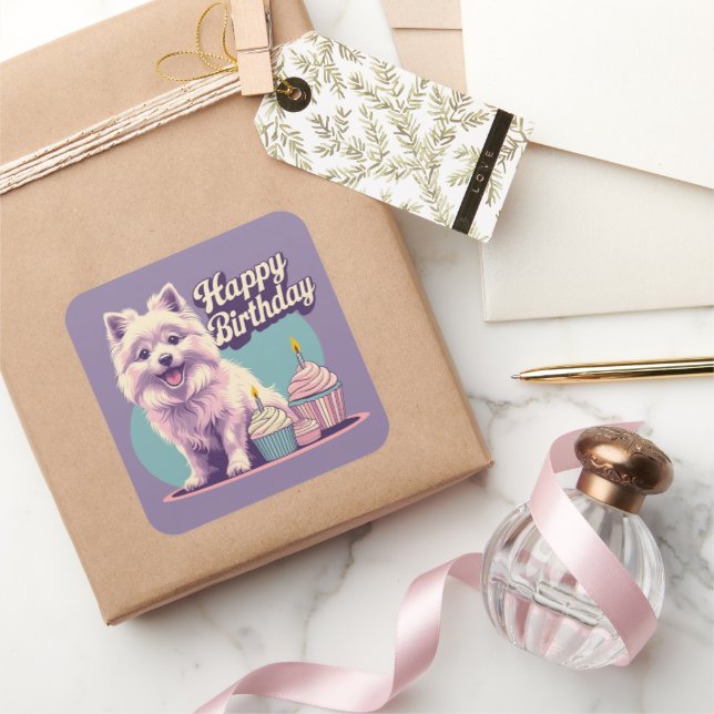 Coton De Tulear farbenfroh Quadratischer Aufkleber (Schenken)