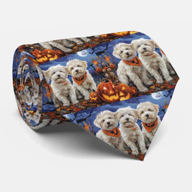Coton De Tulear Halloween Spooky Krawatte (Gerollt)