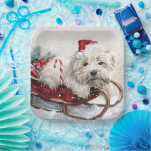 Coton De Tulear Hund Weihnachtsfestlich Pappteller