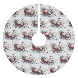 Coton De Tulear Hund Weihnachtsfestlich Polyester Weihnachtsbaumdecke