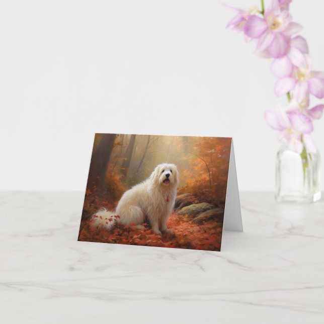 Coton De Tulear im Herbst Leaves Fall Inspiriert Karte (Orchidee)