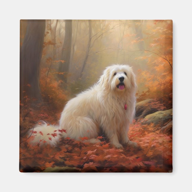 Coton De Tulear im Herbst Leaves Fall Inspiriert Magnet (Vorne)