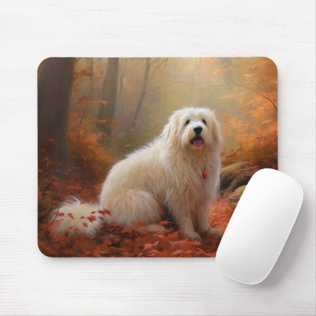 Coton De Tulear im Herbst Leaves Fall Inspiriert Mousepad (Mit Mouse)