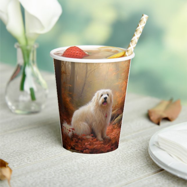Coton De Tulear im Herbst Leaves Fall Inspiriert Pappbecher (In Situ)