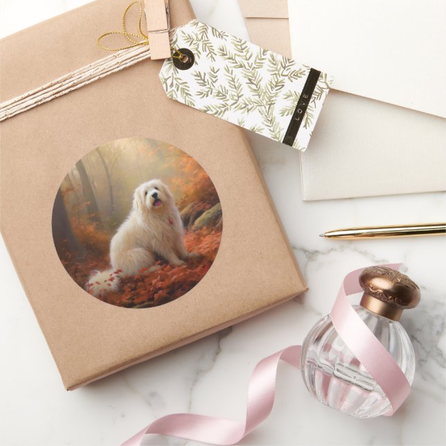 Coton De Tulear im Herbst Leaves Fall Inspiriert Runder Aufkleber (Schenken)