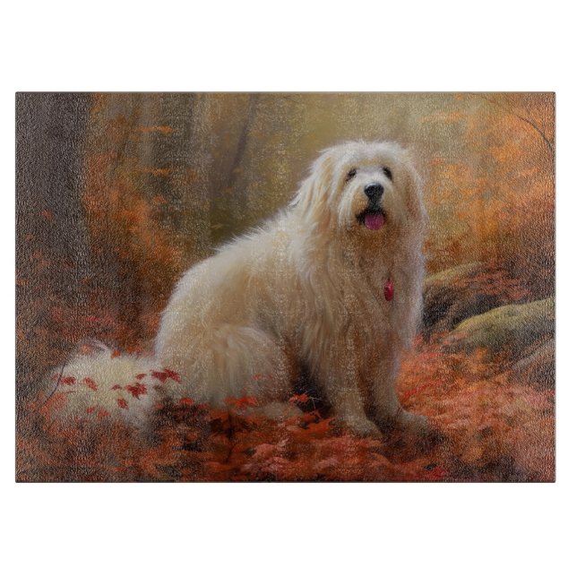 Coton De Tulear im Herbst Leaves Fall Inspiriert Schneidebrett (Vorderseite)