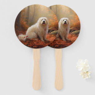 Coton De Tulear im Herbstlaub Fall Inspiriert Fächer