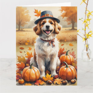 Coton De Tulear im Herbstlaub Thanksgiving Kunst Karte