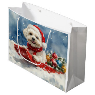 Coton De Tulear im Schlitten Lass es schneien Weih Große Geschenktüte