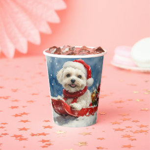 Coton De Tulear im Schlitten Lass es schneien Weih Pappbecher