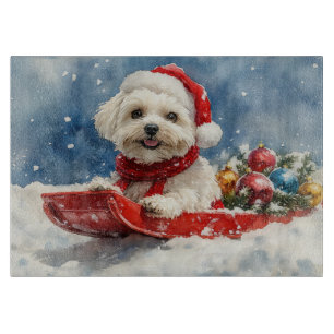 Coton De Tulear im Schlitten Lass es schneien Weih Schneidebrett