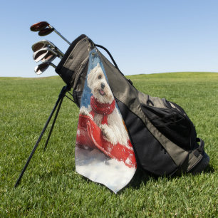 Coton De Tulear in Sledge Let it Snow Christmas Golfhandtuch