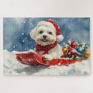 Coton De Tulear in Sledge Let it Snow Christmas Puzzle