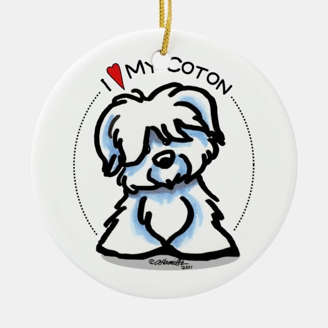 Coton de Tulear Lover Keramik Ornament (Vorne)