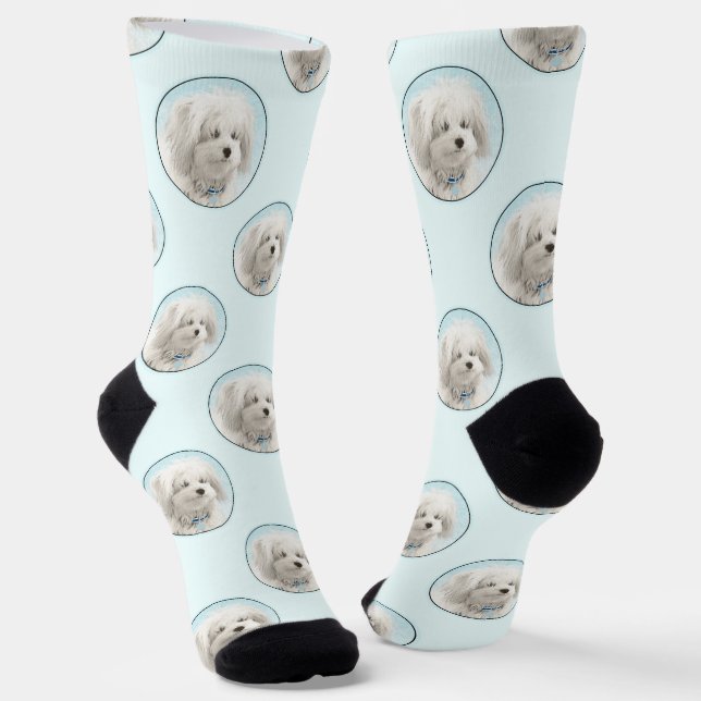 Coton de Tulear Malerei Niedlich Original Haustier Socken (Gewinkelt)