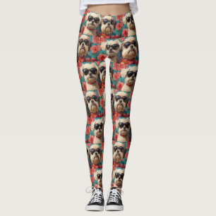 Coton de Tulear mit Herz-Rose Valentinstag Leggings