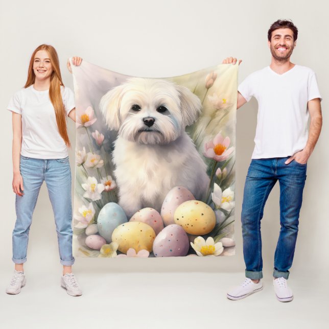 Coton De Tulear mit Ostereier Urlaub Fleecedecke (Beispiel)