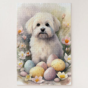 Coton De Tulear mit Ostereier Urlaub Puzzle