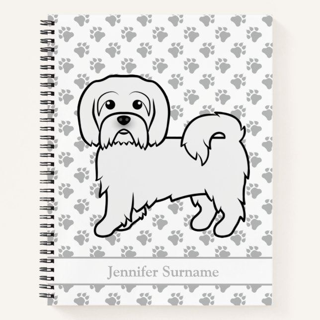 Coton de Tulear Niedlich Cartoon Dog & Custom Text Notizbuch (Vorderseite)