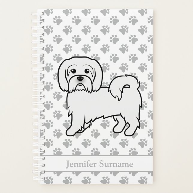 Coton de Tulear Niedlich Cartoon Dog & Custom Text Planer (Vorderseite)