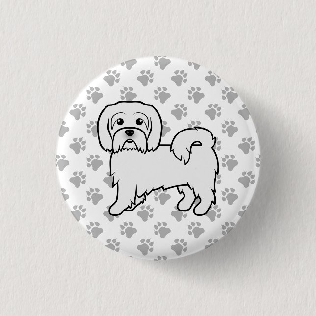 Coton de Tulear Niedlich Cartoon Dog Illustration Button (Vorderseite)