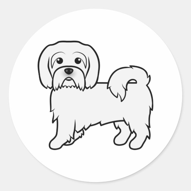 Coton de Tulear Niedlich Cartoon Dog Illustration Runder Aufkleber (Vorderseite)