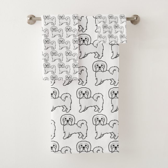 Coton de Tulear Niedlich Cartoon Dog Muster Badhandtuch Set (Insitu)