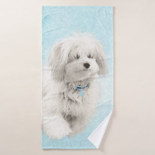 Coton de Tulear Painting - Cute Original Dog Art Badhandtuch Set