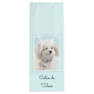 Coton de Tulear Painting - Cute Original Dog Art Geschenktüte Für Weinflaschen