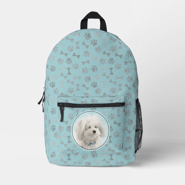 Coton de Tulear Painting - Niedliche Original Dog  Bedruckter Rucksack (Vorderseite)