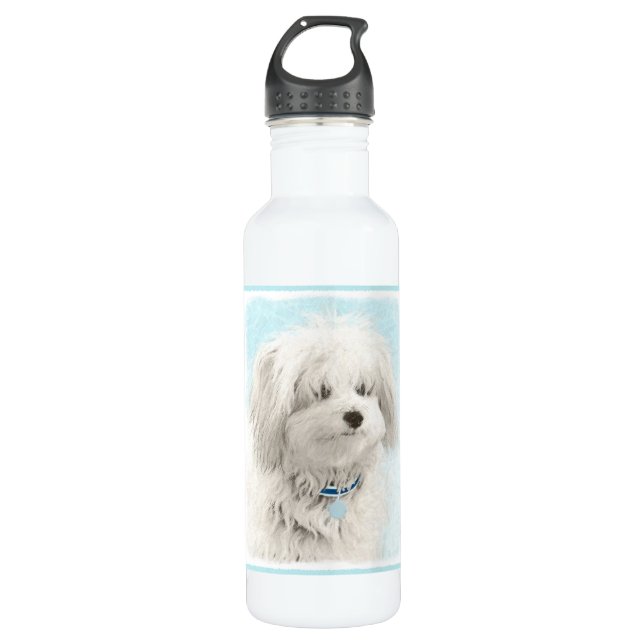 Coton de Tulear Painting - Niedliche Original Dog  Edelstahlflasche (Vorderseite)