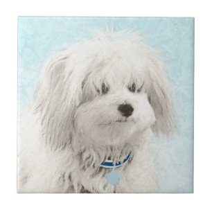 Coton de Tulear Painting - Niedliche Original Dog Fliese