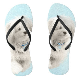Coton de Tulear Painting - Niedliche Original Dog Flip Flops